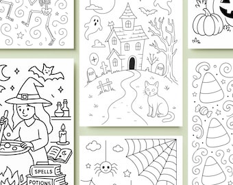 Halloween Printable Coloring Sheet | Haunted House Coloring Page | Kids & Adult Halloween Activity | 14 Page  Instant Download