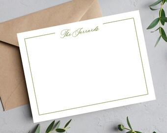 Personalized Stationery, Flat Note Card & Envelope Set, Custom Color, Return Addressing Option