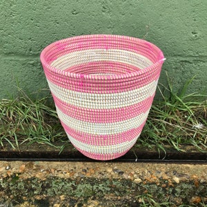 Alibaba waste paper basket pink and white stripe APL19/P