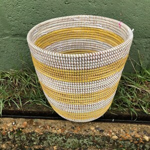 Alibaba waste paper basket yellow and white stripe APL19/Y