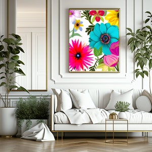 Flower Wall Art, Colorful Wall Art, Flower Prints, Floral Art Print, Digital Download, Instant Download, Flower Paintings, Printable Artwork