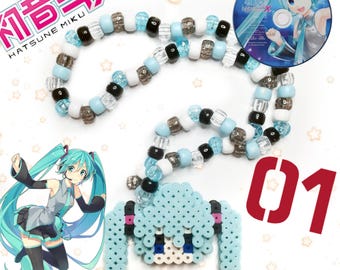 Hatsune Miku 3D Perler Bead Necklace