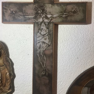 Large antique opaline crucifix, 41x30 cm. ,16x12 inch, crucifix, art deco, vintage