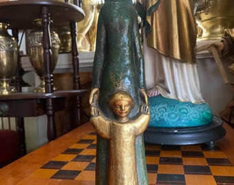 Estatua de María con el Niño sin consola, hermanos Van Paridon (1920). Antigua escultura religiosa holandesa.