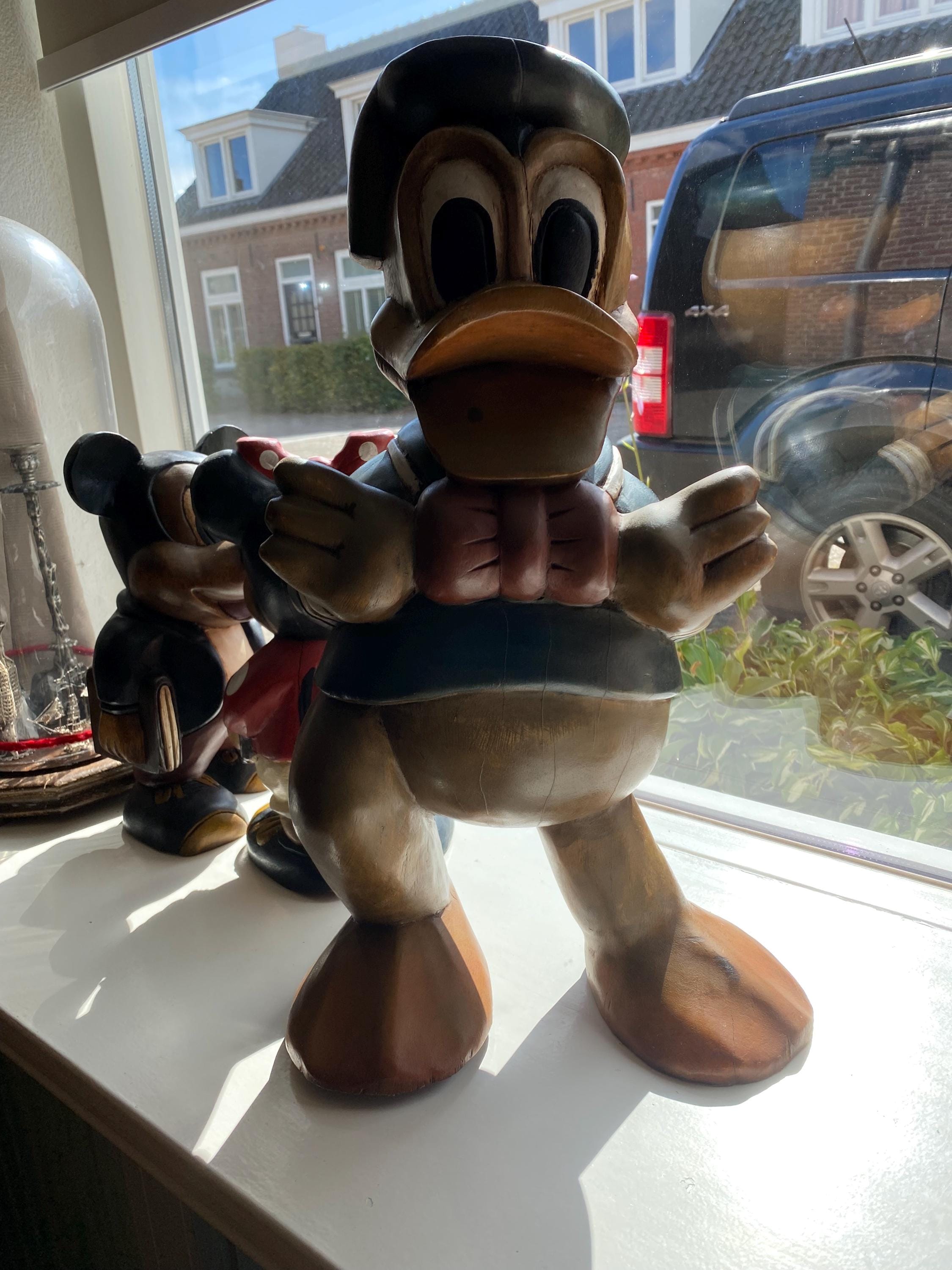 Beautiful Large Wood Carving of Donald Duck as a Sailor, 52 Cm