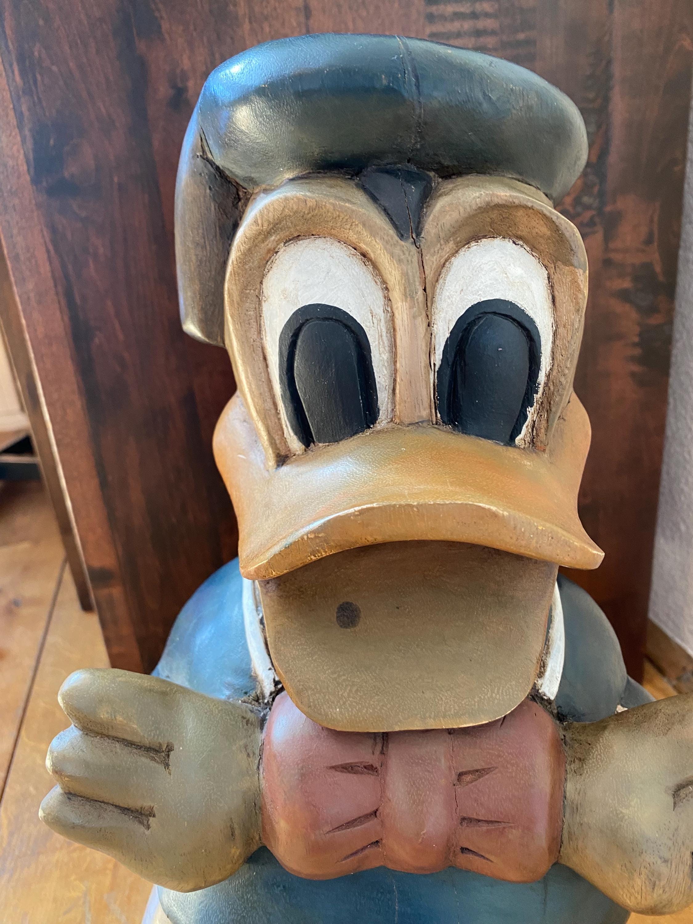 Beautiful Large Wood Carving of Donald Duck as a Sailor, 52 Cm