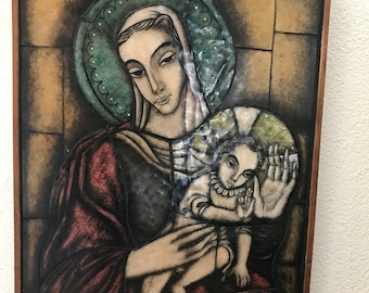 Beautiful large icon, Mary with baby Jesus, 56x38cm