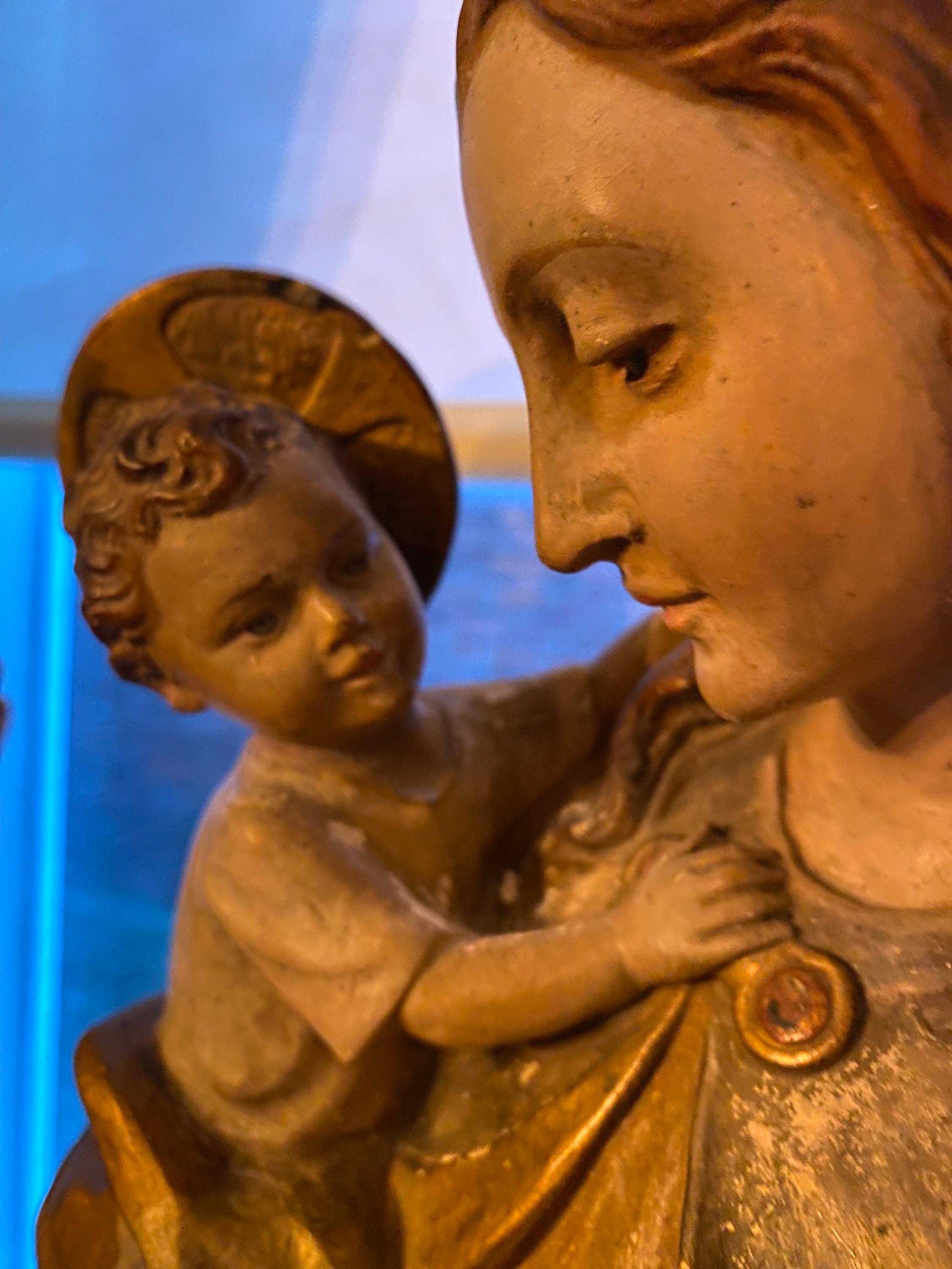 Antique Statue of Mary With Baby Jesus, 68 Cm High, Made by Gerard ...