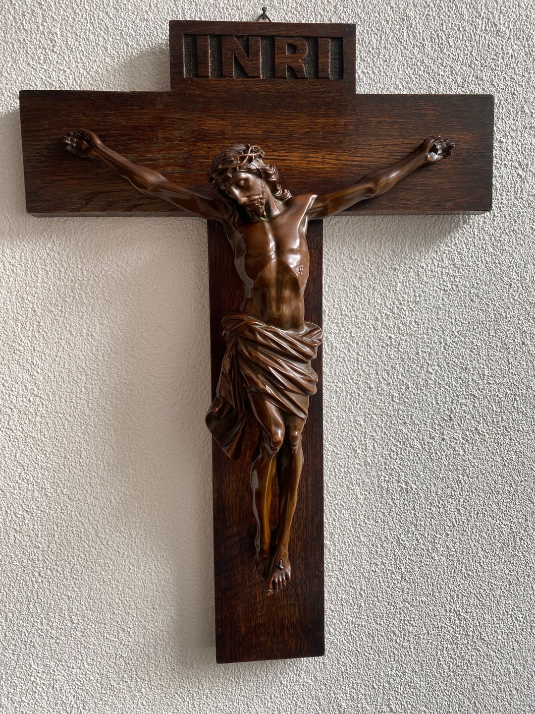 Beautiful Old Crucifix, Jesus Inri. Brown, Red Bronze, Forged. Corpus ...