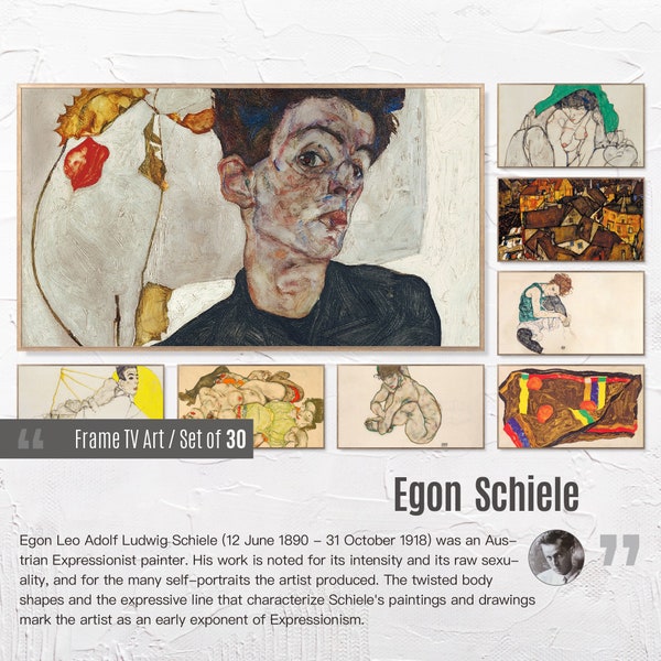30er Set Samsung Frame TV 4K Art. Egon Schiele berühmte Gemälde Sammlung. Egon Schiele Kunst. Sofortiger Download Rahmen TV Art. 05