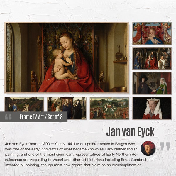 Set of 8 Samsung Frame TV 4K Art. Jan Van Eyck Famous Paintings Collection. Jan Van Eyck Art Set. Instant Download Frame TV Art. 134