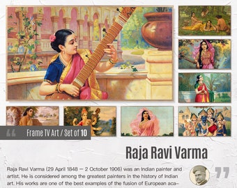 Juego de 10 marcos artísticos para televisores Samsung 4K. Colección de pinturas famosas de Raja Ravi Varma. Arte indio. Descarga instantánea. 84 marcos artísticos para televisores.