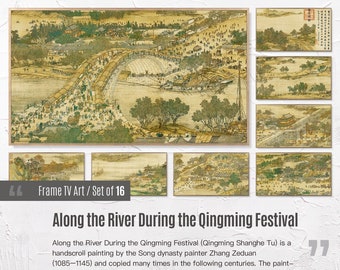 Juego de 16 televisores Samsung Frame 4K art. A lo largo del río durante el Festival Qingming. Arte asiático. Arte chino. Descarga instantánea de Frame TV Art. 09