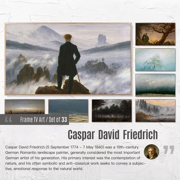 Set of 33 Samsung Frame TV 4K Art. Caspar David Friedrich Famous Paintings Collection. Instant Download Frame TV Art. 50