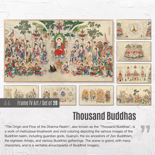 Set of 28 Samsung Frame TV 4K Art. Thousand Buddhas. Buddhist painting. Instant Download Frame TV Art. 89