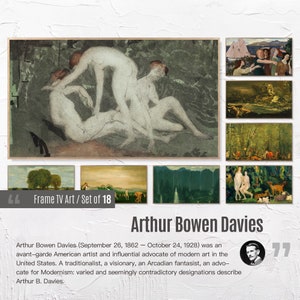 Set of 18 Samsung Frame TV 4K Art. Arthur Bowen Davies Famous Paintings Collection. Instant Download Frame TV Art. 64