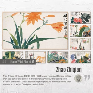 Set of 10 Samsung Frame TV 4K Art. Zhao Zhiqian Famous Paintings Collection. Chinese Art. Instant Download Frame TV Art. 126