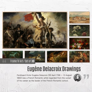 Zestaw 30 sztuk Samsung Frame TV 4K Art. Rysunki Eugène&#39;a Delacroix. Zestaw sztuki Eugène&#39;a Delacroix. Natychmiastowe pobranie Frame TV Art. 72