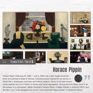Set of 9 Samsung Frame TV 4K Art. Horace Pippin Famous Paintings Collection. Horace Pippin Art Set. Instant Download Frame TV Art. 129