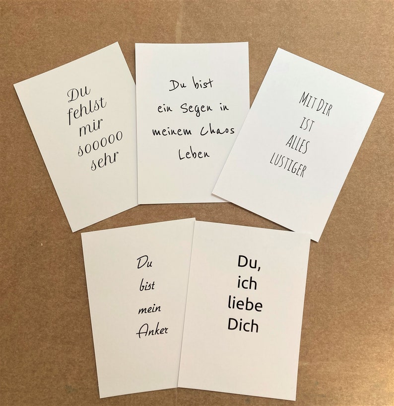 Komplimente-Karten-Set, 5 Postkarten mit Spruch, minimalistisch, schwarz-weiß, Send a compliment Postkartenset Bild 3