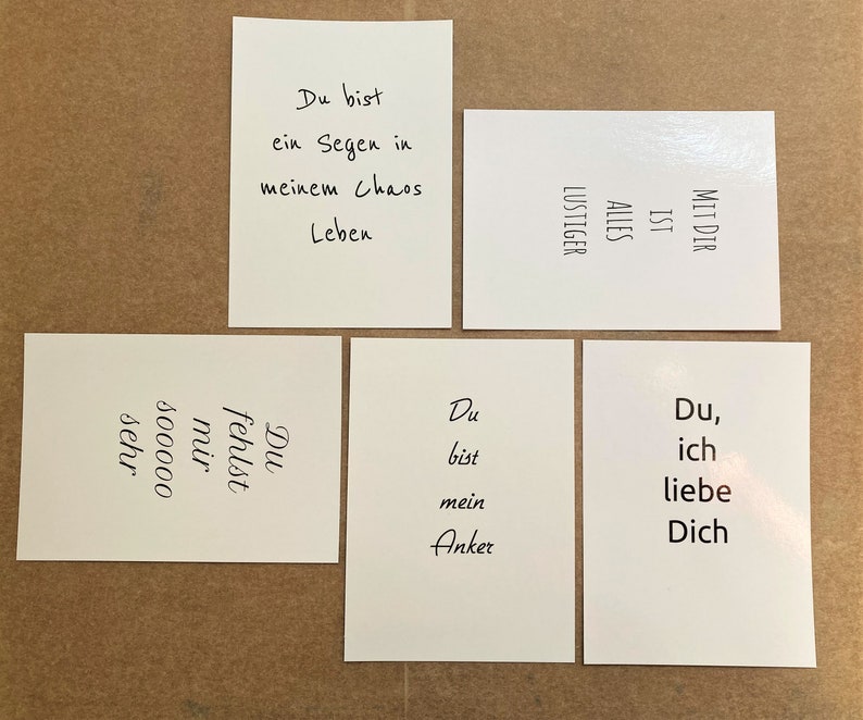 Komplimente-Karten-Set, 5 Postkarten mit Spruch, minimalistisch, schwarz-weiß, Send a compliment Postkartenset Bild 2