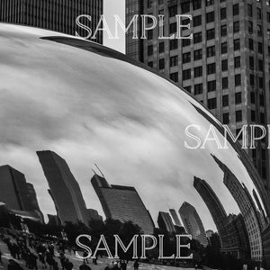 Chicago Bean Poster, Chicago Digitale Bilder, Chicago Poster, Digitales Bild Set, druckbares Poster, Wohnheim Deko, schwarz weiß Poster