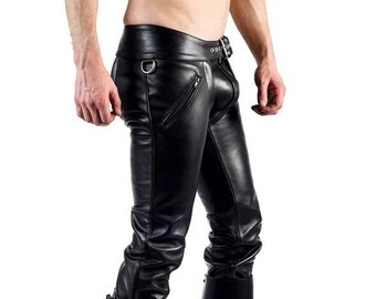 Men's  Cowboy Leather Convertible Chaps Pants Adult Biker Chap Gay Chap Pants