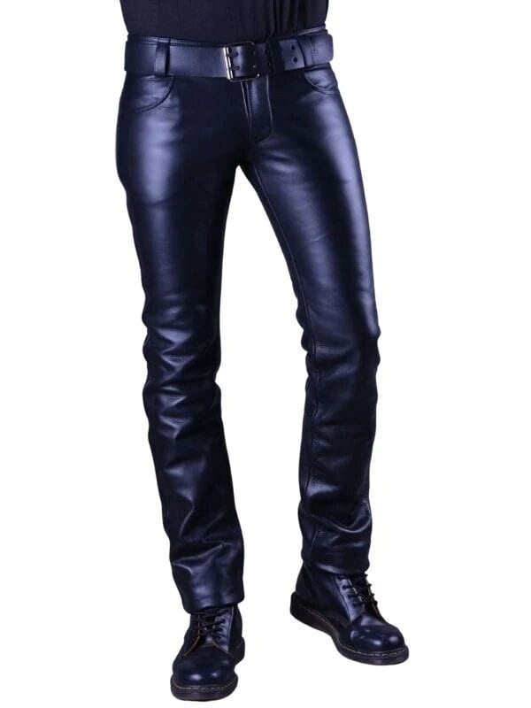 Handmade Real Leather Classic Zipper Jeans Pants Biker's Pants Casual ...