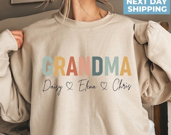 Personalized Grandma Sweatshirt with Names, Grandma Heart Sweat, Nana Sweatshirt, Grandma Gift, Custom Grandma Sweatshirt, Grandma Shirt