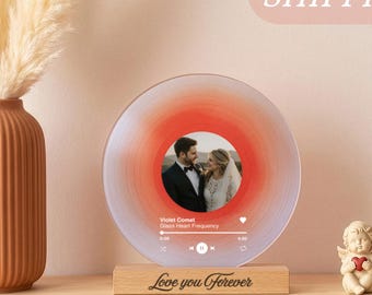 Personalized Vinyl Record with Photo - Acrylic Song Plaque - Anniversary Gift for Friends - Birthday Gift for Her Him
