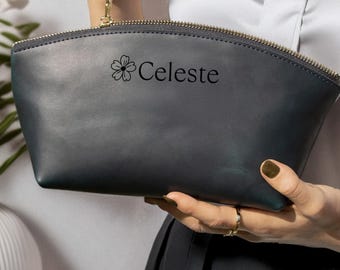 Personalized Leather Makeup Bag: Custom Laser Engraved Cosmetic Bag