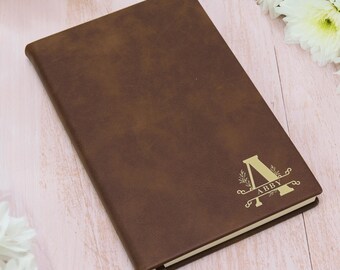 Personalized Vegan Leather Journal, Engraved A5 Notebook Cover