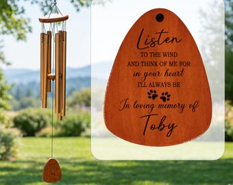 Listen to the Wind Pet Memorial Gift | Dog Memorial Wind Chime | Personalized Paw Print Sympathy Wind Chime | Paw Print Pet Loss Keepsake