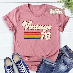 Vintage 1976 1966 Retro Style 50th Birthday T Shirt, 60th Birthday T Shirt, 1976 1966 Vintage Birthday Gift Tee, 50th Birthday for Women image 1