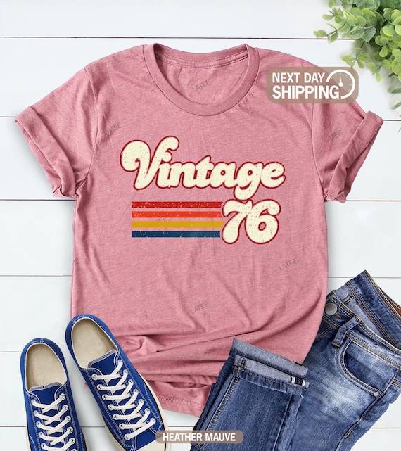 Vintage 1976 1966 Retro Style 50th Birthday T Shirt, 60th Birthday T Shirt, 1976 1966 Vintage Birthday Gift Tee, 50th Birthday for Women