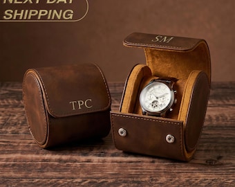 Personalized Leather Watch Roll for 3 Watches, Groomsmen Gift, Travel Case