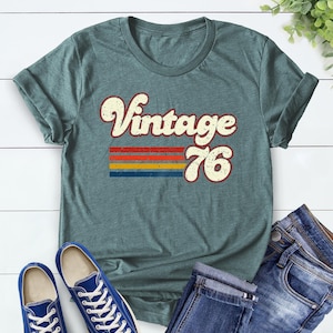 Vintage 1976 1966 Retro Style 50th Birthday T Shirt, 60th Birthday T Shirt, 1976 1966 Vintage Birthday Gift Tee, 50th Birthday for Women image 5