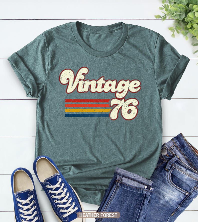 Vintage 1976 1966 Retro Style 50th Birthday T Shirt, 60th Birthday T Shirt, 1976 1966 Vintage Birthday Gift Tee, 50th Birthday for Women image 5