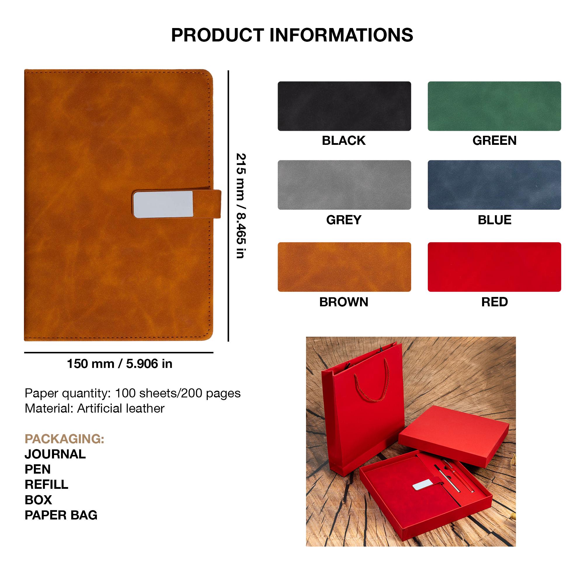 Custom Engraved Notebook With Pen, Leather Notebook Set With Matching ...