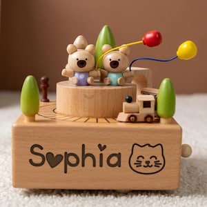 Personalized Wooden Music Box, Engraved Train Keepsake, Baby Shower Newborn Gift