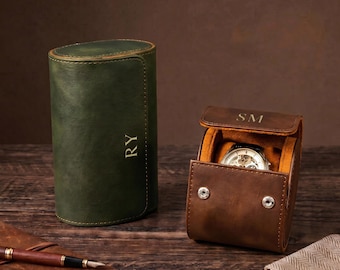 Personalized Leather Watch Roll, Travel Watch Case, Gift for Him