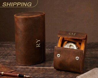 Watch Roll for 3 Watch,Personalized Leather Watch Box,Wedding groomsmen gift,Men Watch Travel Case,Gift for him,Engraved Travel Watch Holder