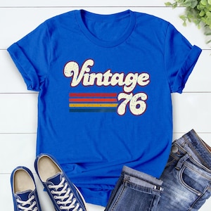 Vintage 1976 1966 Retro Style 50th Birthday T Shirt, 60th Birthday T Shirt, 1976 1966 Vintage Birthday Gift Tee, 50th Birthday for Women image 7