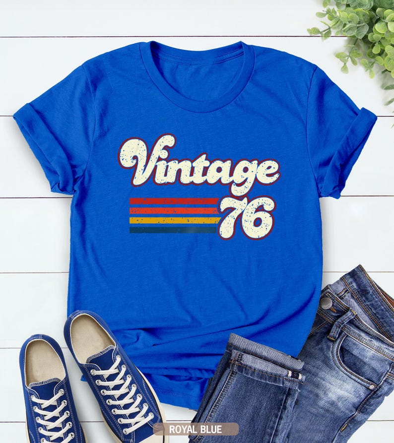 Vintage 1976 1966 Retro Style 50th Birthday T Shirt, 60th Birthday T Shirt, 1976 1966 Vintage Birthday Gift Tee, 50th Birthday for Women image 7