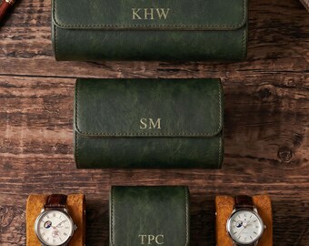 Personalized Leather Watch Roll, Travel Watch Case, Gift for Him