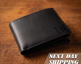 Personalized Crazy Horse Leather Wallet, RFID Blocking, Groomsmen Gift, Custom Engraved Wallet