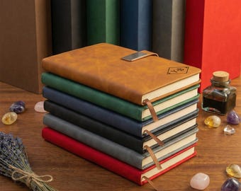 Personalized Leather Journal and Pen Set, Custom Engraved Notebook Gift