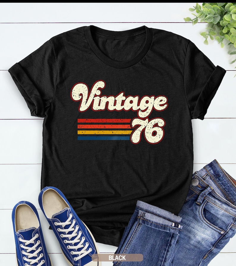 Vintage 1976 1966 Retro Style 50th Birthday T Shirt, 60th Birthday T Shirt, 1976 1966 Vintage Birthday Gift Tee, 50th Birthday for Women image 3