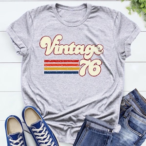 Vintage 1976 1966 Retro Style 50th Birthday T Shirt, 60th Birthday T Shirt, 1976 1966 Vintage Birthday Gift Tee, 50th Birthday for Women image 6
