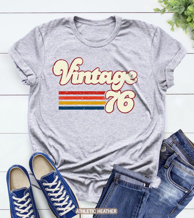Vintage 1976 1966 Retro Style 50th Birthday T Shirt, 60th Birthday T Shirt, 1976 1966 Vintage Birthday Gift Tee, 50th Birthday for Women image 6